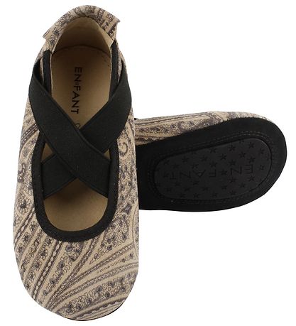En Fant Ballerina Hjemmesko - Beige m. Mønster/Velcro