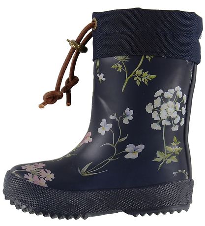 Bisgaard Termostøvler - Navy m. Blomster/Snøre
