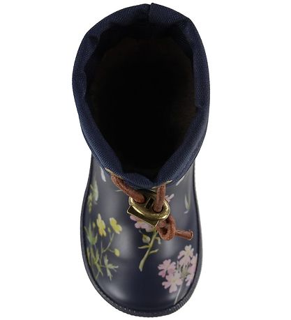 Bisgaard Termostøvler - Navy m. Blomster/Snøre