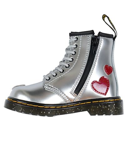 Dr. Martens Støvler - 1460 T - Silver Metallic+Bright Red/Patent