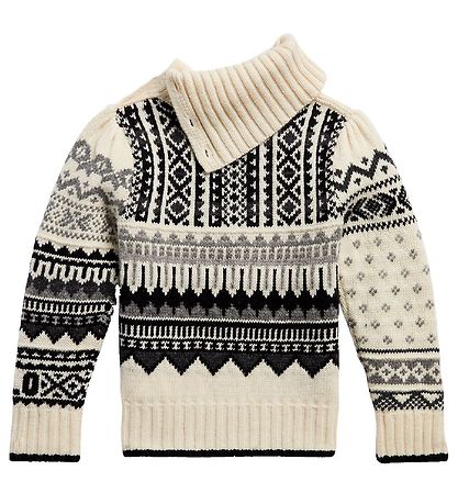 Polo Ralph Lauren Bluse - Uld/Nylon - Creme/Sort m. Mønster