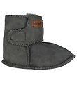 Pom Pom Soft Sole Leather Shoes w. Wool - Grey