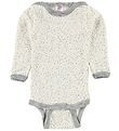 Engel Bodysuit L/æ - Wool/Silk - Cream/Gray w. Dots