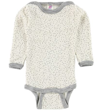 Engel Body l/æ - Uld/Silke - Creme/Grå m. Prikker