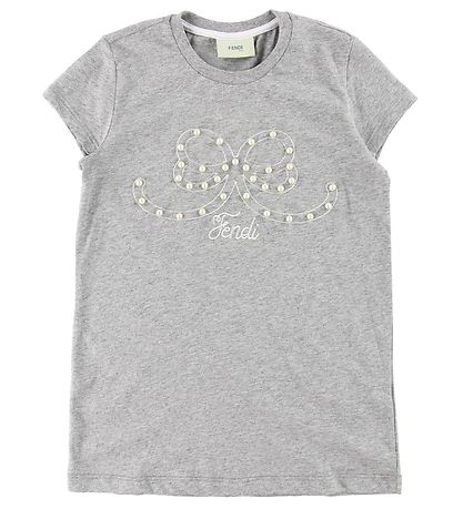 Fendi Kids T-shirt - Gråmeleret m. Perler