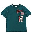 Dolce & Gabbana T-shirt - Petroleumsgrøn m. Patches