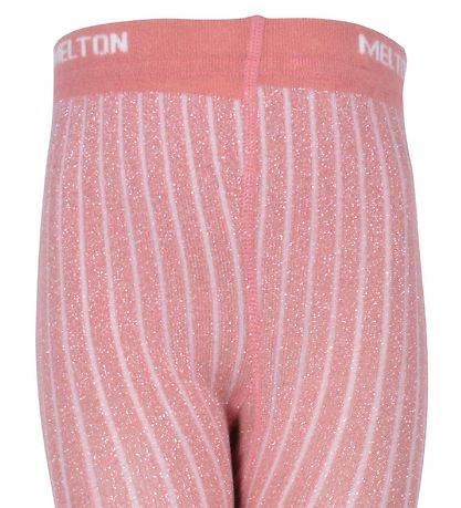Melton Strømpebukser - Bambus - Rosa m. Glitter