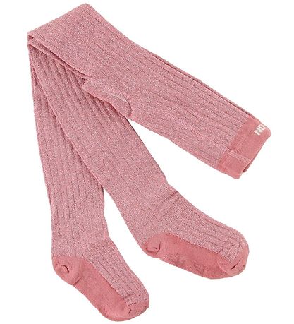 Melton Strømpebukser - Bambus - Rosa m. Glitter