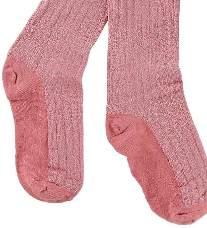 Melton Strømpebukser - Bambus - Rosa m. Glitter