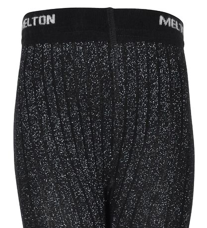 Melton Strømpebukser - Bambus - Sort m. Glitter