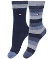 Tommy Hilfiger Strømper - 2-pak - Stripe - Blåstribet/Navy