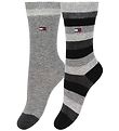 Tommy Hilfiger Strømper - 2-pak - Stripe - Sortstribet/Gråmelere