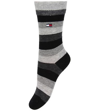 Tommy Hilfiger Strømper - 2-pak - Stripe - Sortstribet/Gråmelere