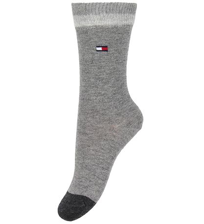Tommy Hilfiger Strømper - 2-pak - Stripe - Sortstribet/Gråmelere
