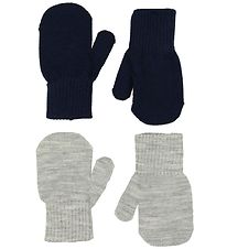 Melton Luffer - 2-pak - Strik - Gråmeleret/Navy