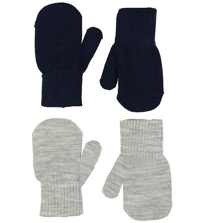 Melton Luffer - 2-pak - Strik - Gråmeleret/Navy