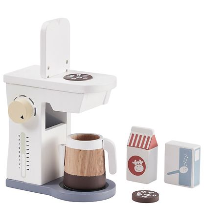 Kids Concept Kaffemaskine m. Tilbehør - Træ - Hvid
