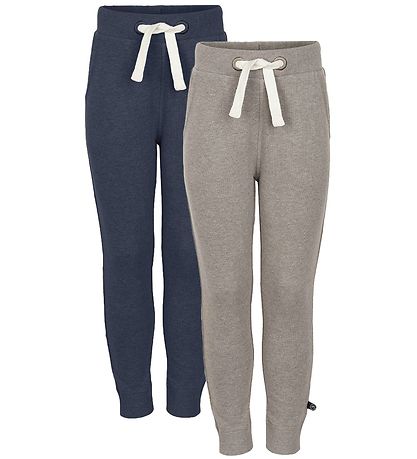 Minymo Sweatpants - 2-pak - Lys Brunmeleret/Blåmeleret