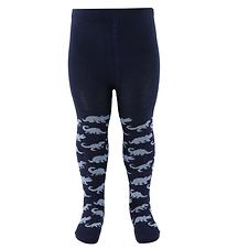 Minymo Strømpebukser - Navy m. Dinosaurer