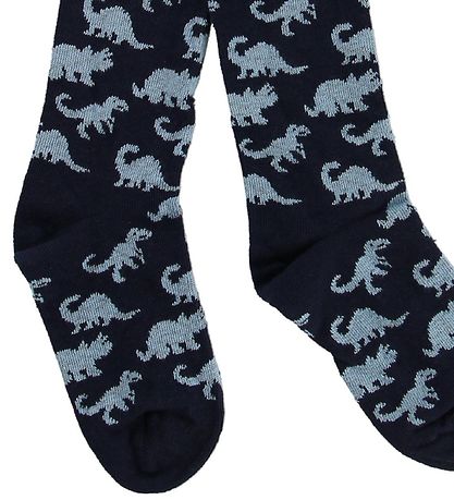 Minymo Strømpebukser - Navy m. Dinosaurer