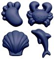 Scrunch Sandforme - 4 stk - Silikone - 6,5-10,5 cm - Blå