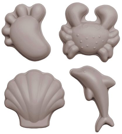 Scrunch Sandforme - 4 stk - Silikone - 6,5-10,5 cm - Grå