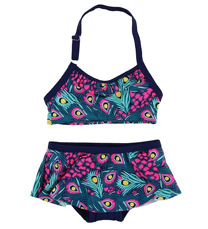 Color Kids Bikini - Tracy - Navy/Pink m. Påfuglefjer