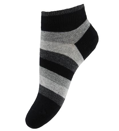 Tommy Hilfiger Ankelstrømper - 2-pak - Stripe - Gråmeleret/Sort