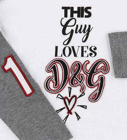 Dolce & Gabbana Bluse - Millennials - Hvid/Grå m. Print/Patches