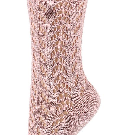 Condor Knæstrømper - Strik - Rosa m. Glimmer