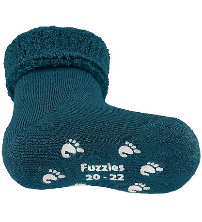 Fuzzies Gåstrømper m. Antiskrid - Petroleum