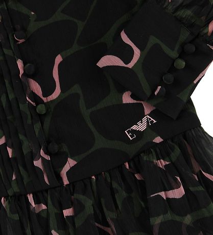 Emporio Armani Skjortebluse - Sort m. Armygrøn/Rosa