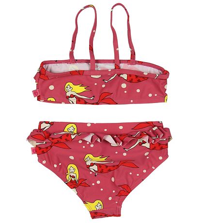 Småfolk Bikini - UV50+ - Mørk Rosa m. Flæser/Havfrue