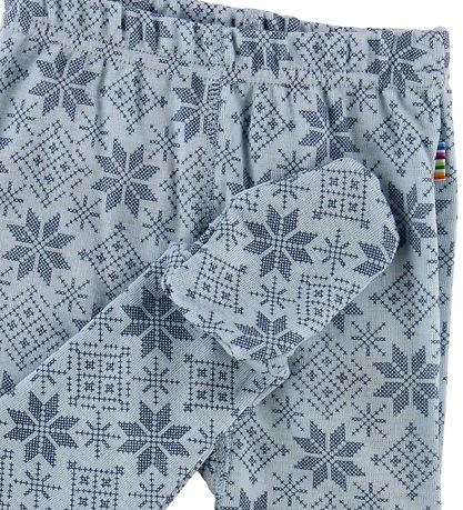 Joha Leggings m. Fod - Uld - Lyseblå m. Stjerner