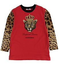Dolce & Gabbana Bluse - Animal - Rød/Leopard