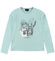 Emporio Armani Bluse - Lyseblå m. Print