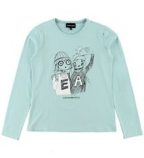 Emporio Armani Bluse - Lyseblå m. Print