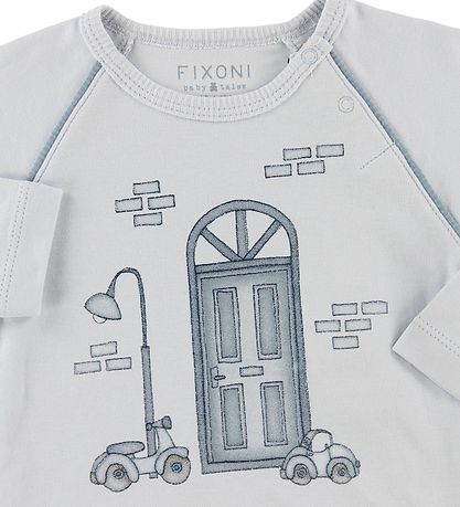 Fixoni Bluse - Joy - Lyseblå m. Biler