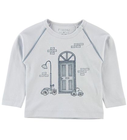 Fixoni Bluse - Joy - Lyseblå m. Biler