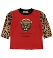 Dolce & Gabbana Bluse - Animal - Rød m. Leopard