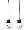 Hoptimist Julekugler - Snowman - 2 stk - Ø:5 cm - Hvid
