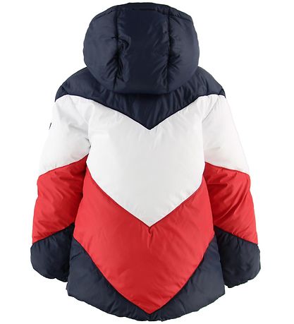 Tommy Hilfiger Dynejakke - Vendbar - Navy/Rød/Hvid