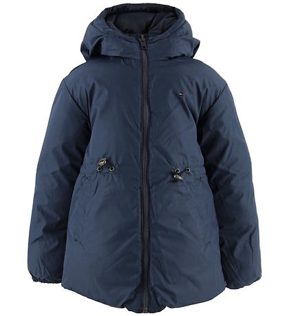 Tommy Hilfiger Dynejakke - Vendbar - Navy/Rød/Hvid