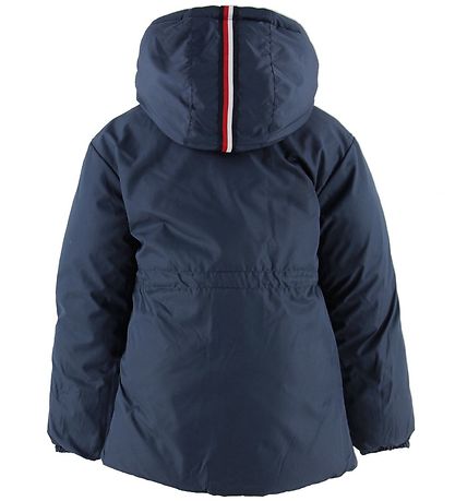 Tommy Hilfiger Dynejakke - Vendbar - Navy/Rød/Hvid