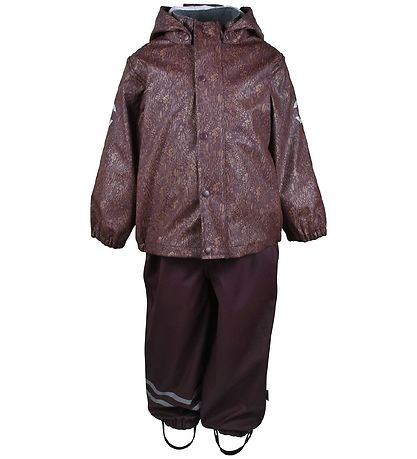 Mikk-Line Regntøj m. Fleece - Fudge m. Blomsterprint