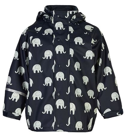CeLaVi Regntøj m. Seler - PU - Dark Navy m. Elefanter
