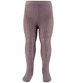 MP Strømpebukser - Uld - Rib - Dark Purple Dove