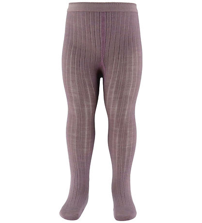 MP Strømpebukser - Uld - Rib - Dark Purple Dove