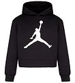 Jordan Hættetrøje - Cropped - Jumpman Core - Sort m. Hvid
