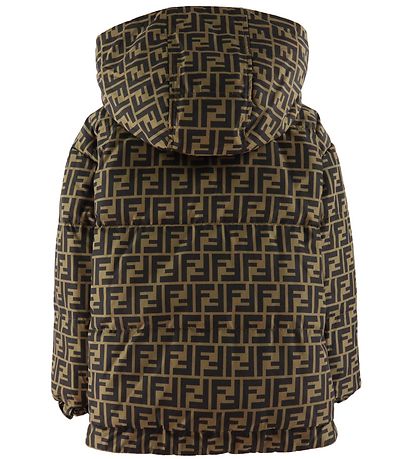 Fendi Dunjakke - Vendbar - Gråmeleret/Brun m. Allover Logo